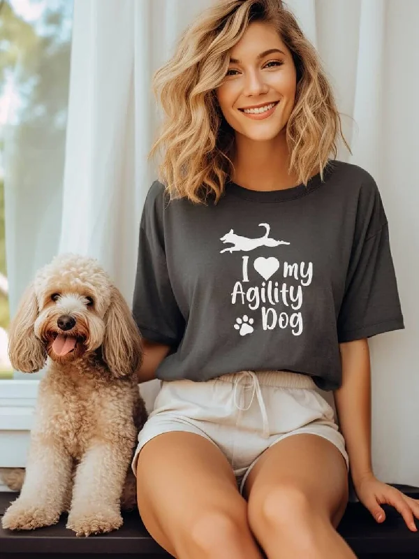 Shorts & Skirts fashion fits-I Love My Agility Dog Comfort Colors Cotton Women's Short Sleeve Graphic T-Shirt