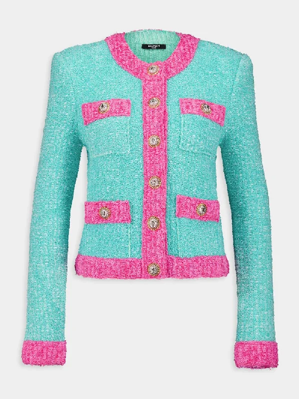 Jackets in neon -Buttoned Knit Jacket