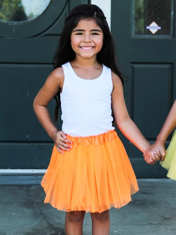 Shorts & Skirts trendy styles-Neon Orange Tutu Skirt - Kids Size 3-Layer Tulle Basic Ballet Dance Costume Tutus for Girls