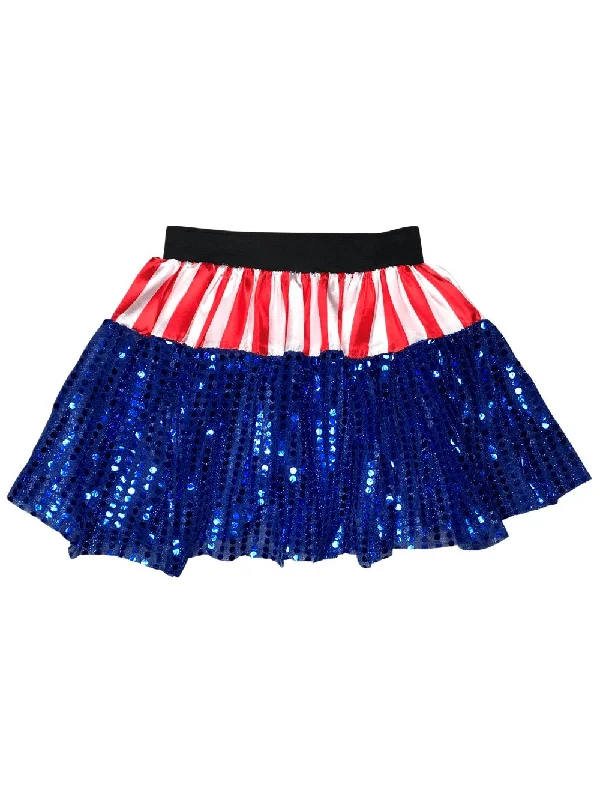 Shorts & Skirts chic designs-Captain America Sequined Costume Tutu Skirt in Kid, Adult, or Plus Size