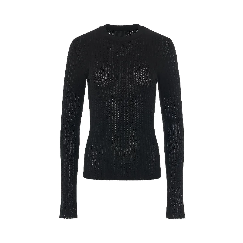 Ribbed Crewneck Sweater in Black