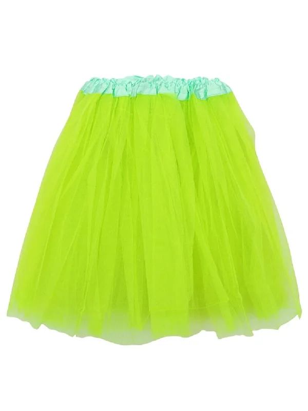 Shorts & Skirts cozy looks-Neon Green Plus Size Adult Tutu Skirt - Women's Plus Size 3- Layer Basic Ballet Costume Dance Tutus