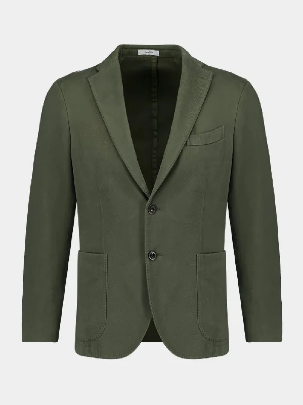 Jackets with extra warmth -Olive Green Classic Fit Cotton Jacket