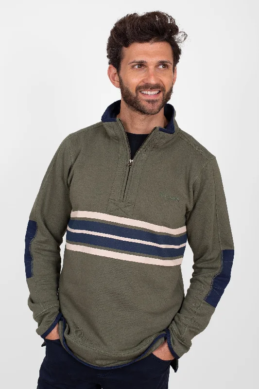 Hoodies for cold climates-Stripe 1/4 Zip Sweatshirt