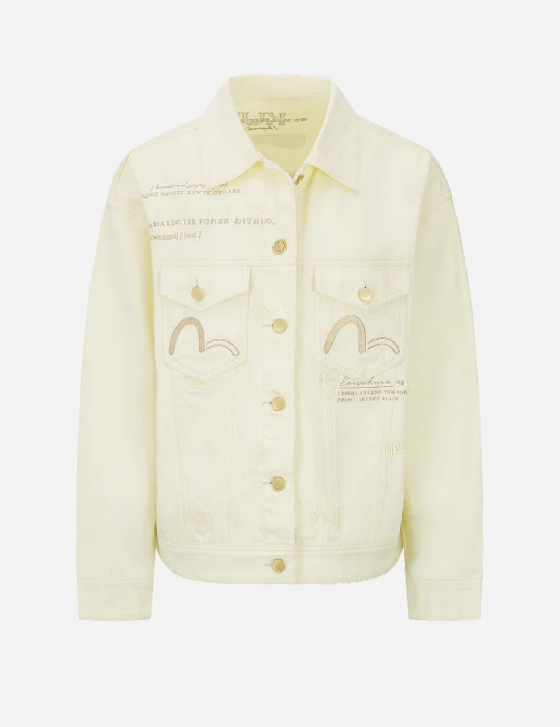 Jackets for school -Allover Brand Elements Embroidery Denim Jacket