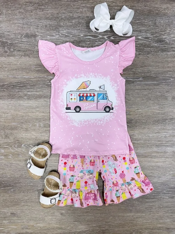 Shorts & Skirts stylish patterns-Ice Cream Truck Pink Acid Wash Shorts Outfit