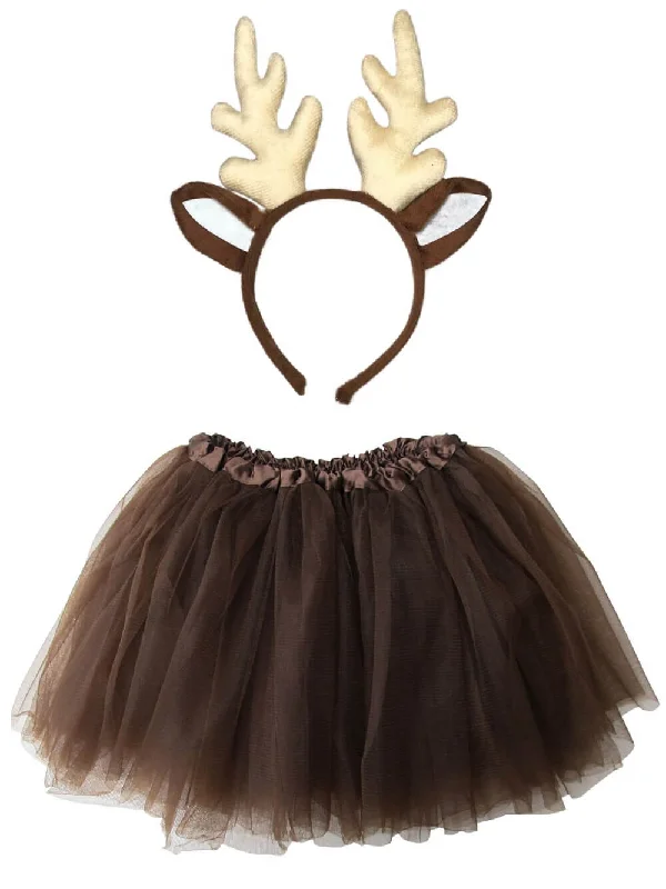 Shorts & Skirts seasonal styles-Adult Deer or Reindeer Costume - Tutu Skirt & Antler Headband Set for Adult or Plus Size