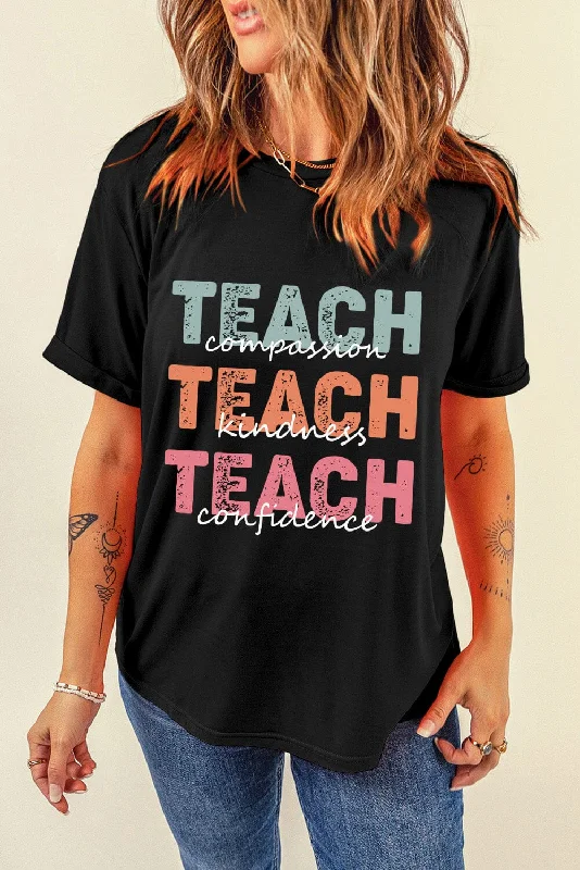 Shorts & Skirts unique designs-Teach Teach Teach Short Sleeve Women's Graphic T-Shirt