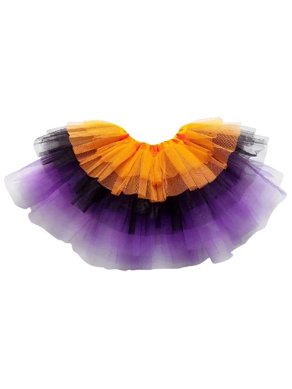 Shorts & Skirts fashion looks-Orange, Black & Purple 6 Layer Tutu Skirt Costume for Girls, Women, Plus