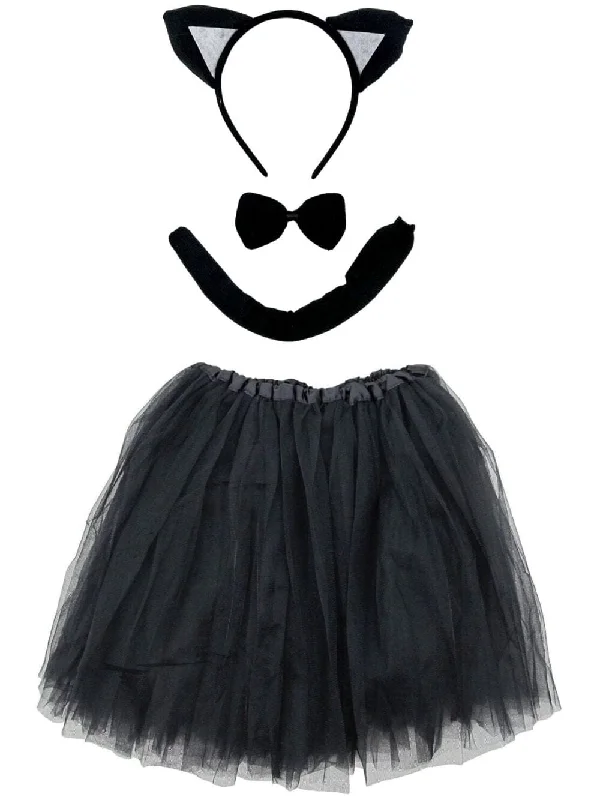 Shorts & Skirts latest looks-Adult Black Cat Costume - Tutu Skirt, Tail, & Headband Set for Adult or Plus Size