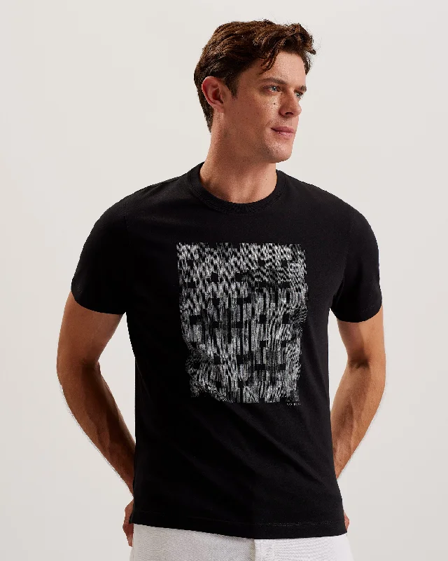 Blouses & Shirts for initials-Tessman Ss Box Printed T-Shirt Black