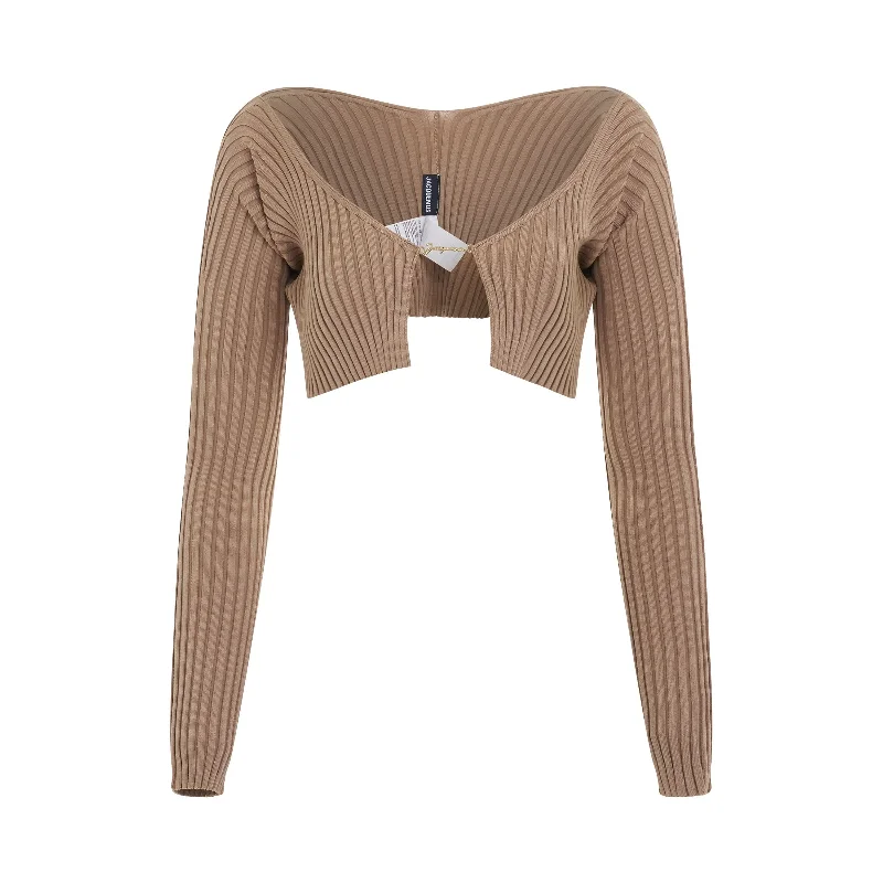 Cardigans with game day-Pralu Micro Charm Cardigan in Light Brown 2