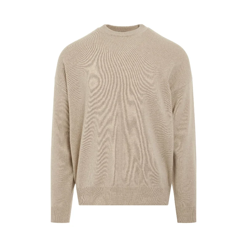 Logo Embroidered Knit Sweater in Beige