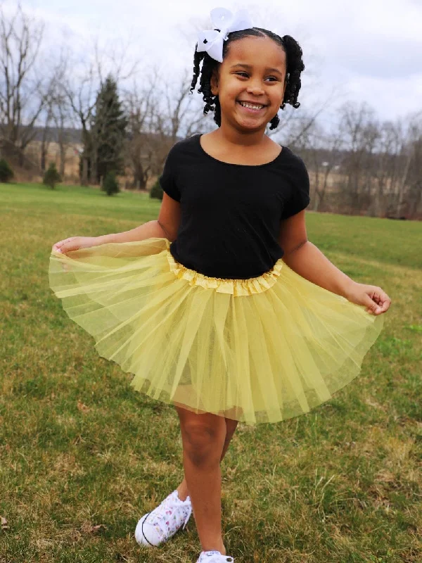 Shorts & Skirts seasonal designs-Gold Tutu Skirt - Kids Size 3-Layer Tulle Basic Ballet Dance Costume Tutus for Girls