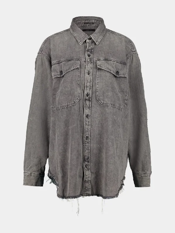 Jackets for ice skating -Gray Lazy Sunday Shirt Jacket