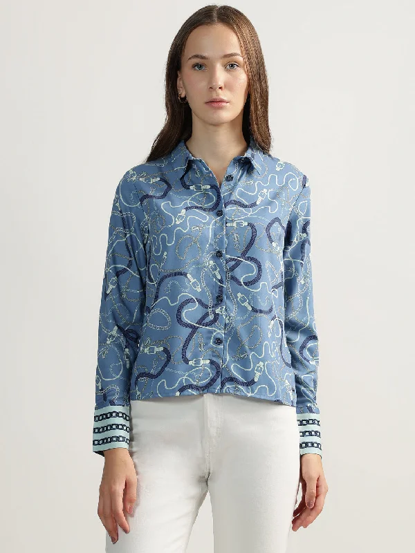 Blouses & Shirts custom-Iconic Women Multi Printed Spread Collar Full Sleeves Shirt