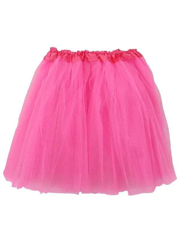 Shorts & Skirts seasonal looks-Neon Pink Plus Size Adult Tutu Skirt - Women's Plus Size 3- Layer Basic Ballet Costume Dance Tutus