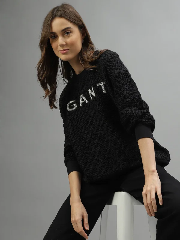 Hoodies with dream catcher designs-Gant Women Solid Round Neck Full Sleeves Sweatshirt