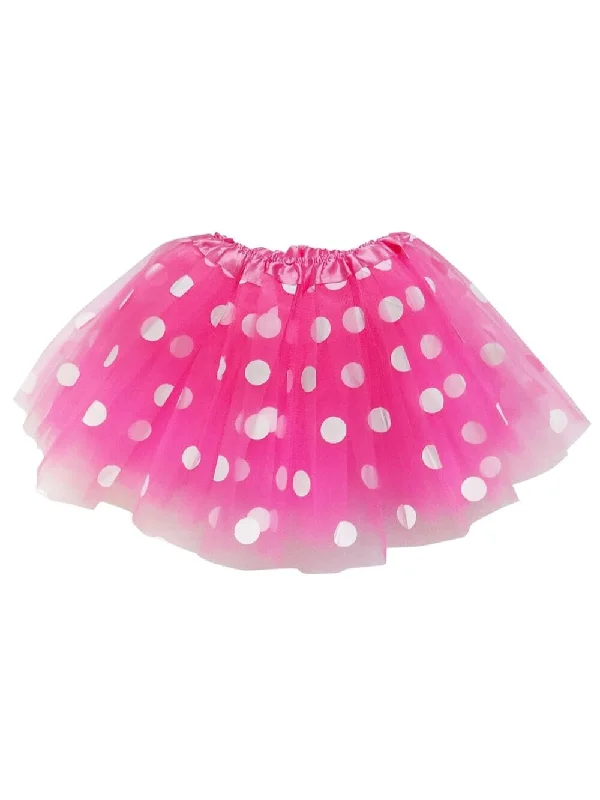 Shorts & Skirts fashion looks-Hot Pink and White Polka Dot Tutu Skirt Costume for Girls, Women, Plus