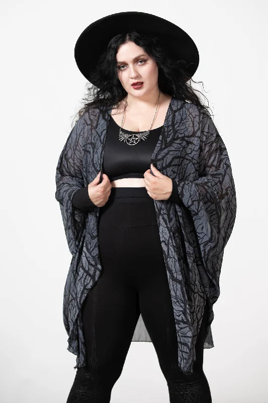 Cardigans with oriental style-Obscurum Chiffon Cardigan