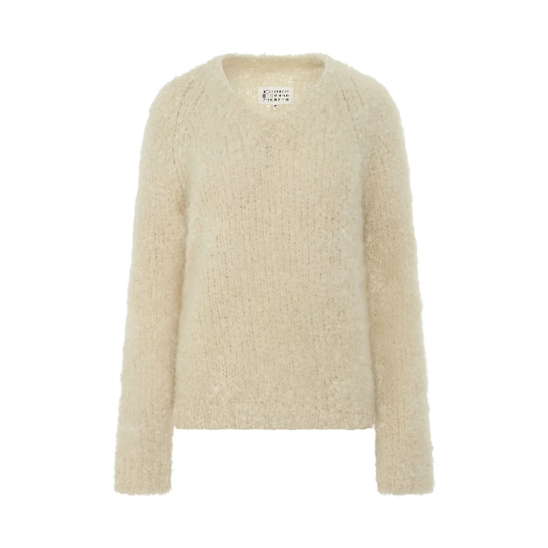 Mohair & Wool Sweater in Off White