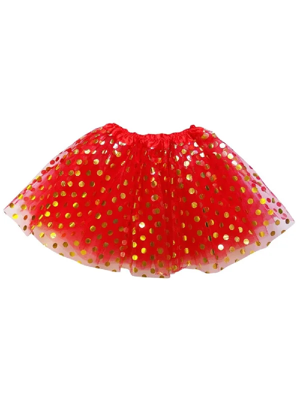 Shorts & Skirts exclusive deals-Red and Gold Polka Dot Tutu Skirt Costume for Girls, Women, Plus