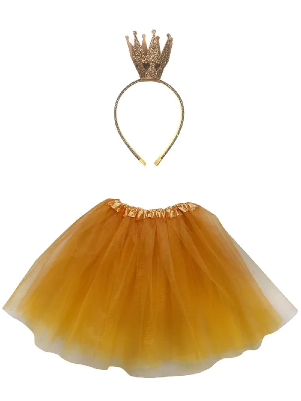 Shorts & Skirts unique trends-Adult Gold Crown Princess Costume - Gold Tutu Skirt & Headband Crown Set for Adult or Plus Size