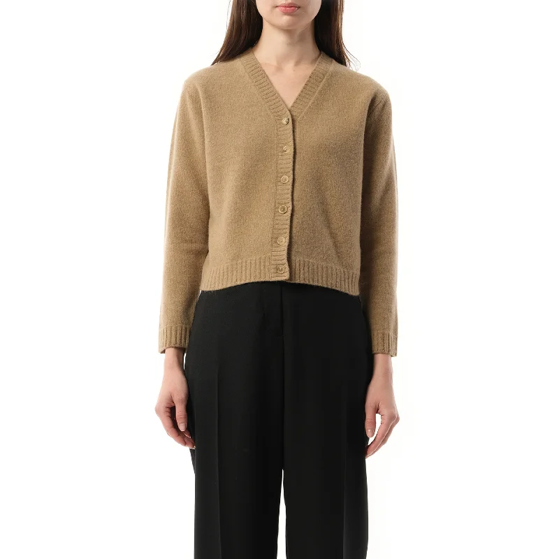 Cardigans with embroidered trim-Lambswool Knit Cardigan in Beige