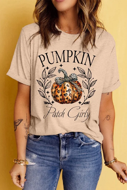 Shorts & Skirts fashion deals-Pumpkin Graphic Round Neck Short Sleeve T-Shirt