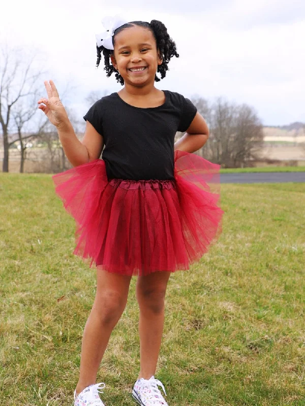 Shorts & Skirts affordable trends-Burgundy or Maroon Tutu Skirt - Kids Size 3-Layer Tulle Basic Ballet Dance Costume Tutus for Girls