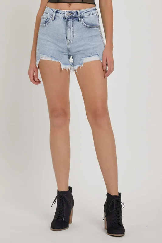 Shorts & Skirts chic fits-RISEN Full Size High Rise Rhinestone Strap Embellished Denim Shorts