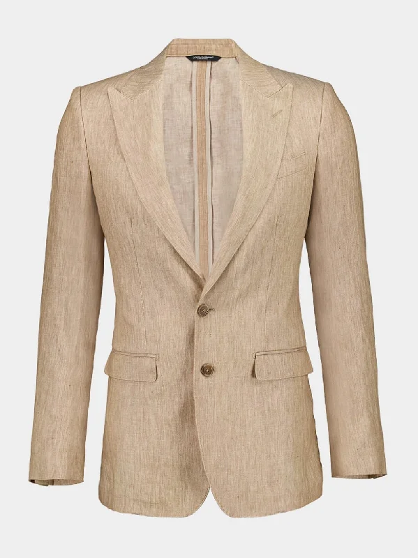 Jackets in recycled materials -Beige Linen Taormina Jacket