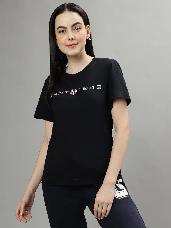 Blouses & Shirts for giveaway-Gant Black Fashion Logo Regular Fit T-Shirt