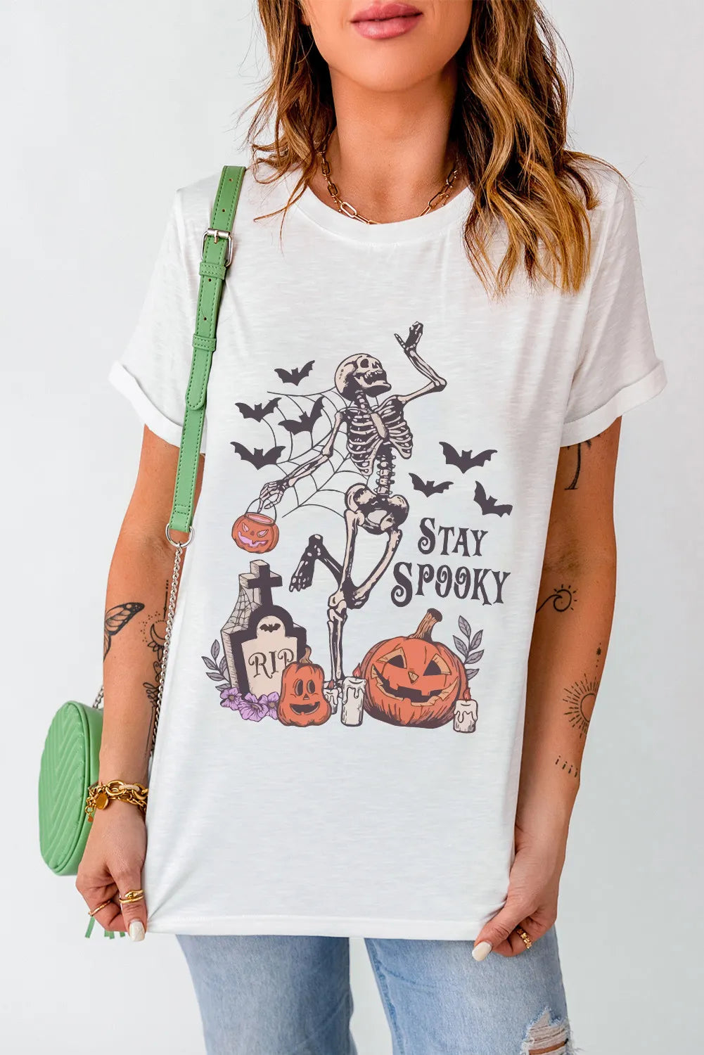 Shorts & Skirts plus size-Stay Spooky Women's Graphic Short Sleeve T-Shirt