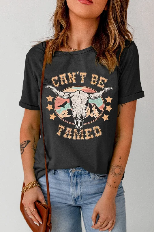 Shorts & Skirts customer support-CAN'T BE TAMED Graphic Short Sleeve Tee