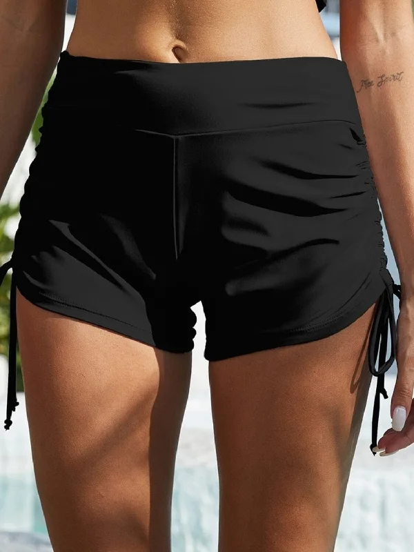 Shorts & Skirts modern trends-Drawstring Mid-Rise Waist Swim Shorts