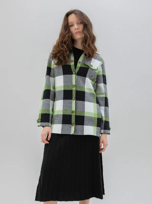 Blouses & Shirts for customer-Marble Ladies OVERSHIRT Black/Green