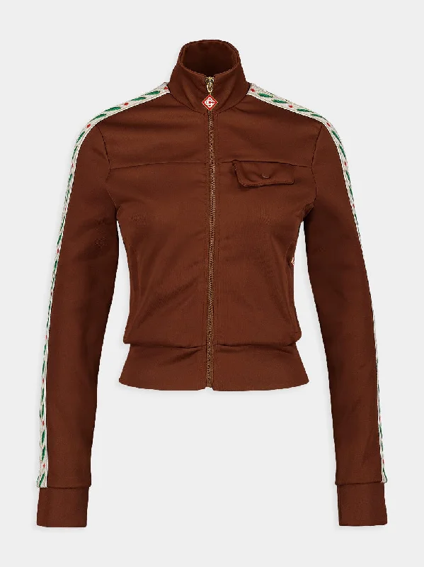 Jackets for concerts -Laurel Jacquard-Stripe Brown Jacket