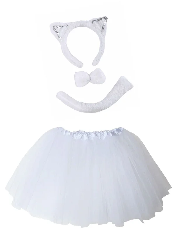 Shorts & Skirts latest fashion-Adult White Cat Costume - Tutu Skirt & Headband Set for Adult or Plus Size