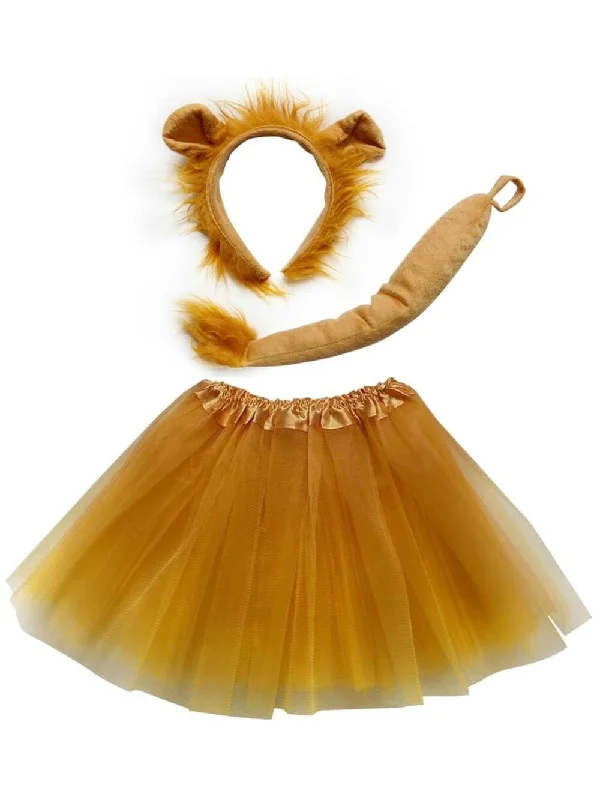 Shorts & Skirts stylish looks-Adult Lion Costume - Gold Tutu Skirt, Tail, & Headband Set for Adult or Plus Size