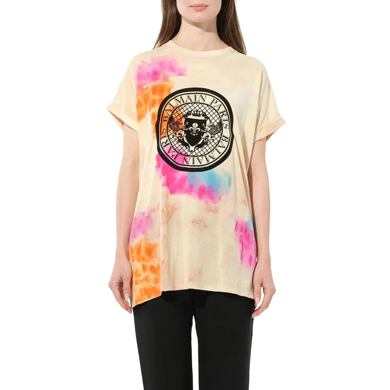 Blouses & Shirts for selfies-Tie-Dye Crest T-Shirt in Multicolor