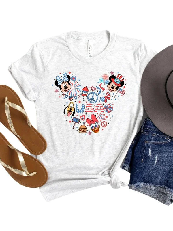 Shorts & Skirts stylish designs-Patriotic Mouse Head Fourth of July T-Shirt Bella + Canvas Unisex Jersey Short Sleeve Tee