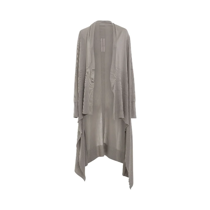 Cardigans with 80s style-Long Wrap Knit Cardigan in Pearl