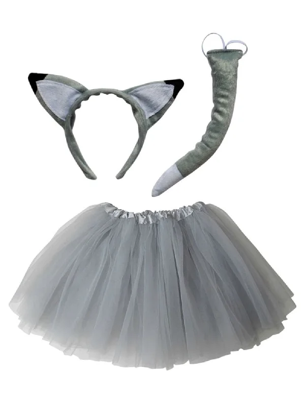 Shorts & Skirts bold fits-Adult Wolf Costume or Gray Fox Costume - Tutu Skirt, Tail, & Headband Set for Adult or Plus Size