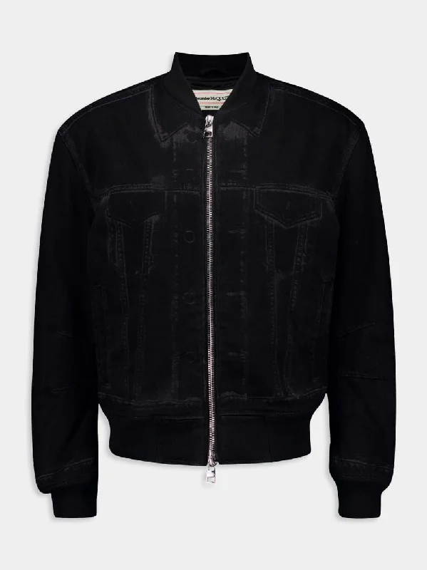 Jackets in charcoal -Trompe L'oeil Bomber Jacket