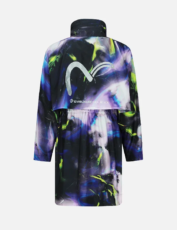 Jackets with hidden pockets -Abstract Print Hooded Wind Coat