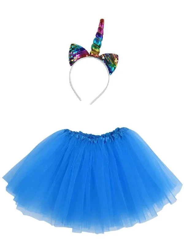 Shorts & Skirts cheap deals-Adult Rainbow Unicorn Costume - Tutu Skirt & Headband Set for Adult or Plus Size