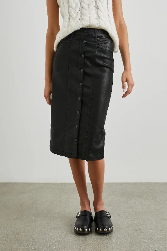 Shorts & Skirts latest fits-BROADWAY SKIRT - COATED NOIR