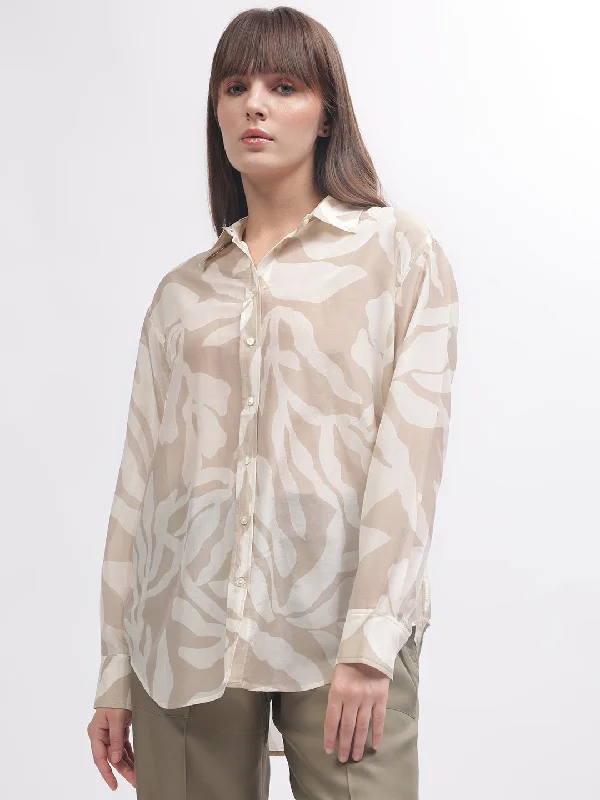 Blouses & Shirts ethical-Gant Women Brown Printed Full Sleeves Shirt