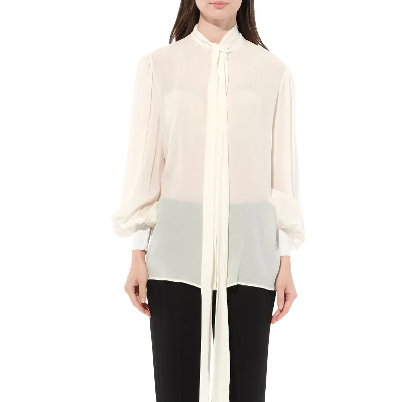 Blouses & Shirts for Amazon-Lavaliere Shirt in White